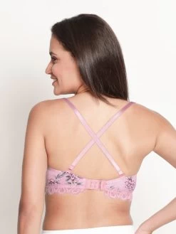 Susie Ballet Pink Floral Printed Padded Wired Bottom Lace Bra -Shyaway s61011 balletslipper 5 1