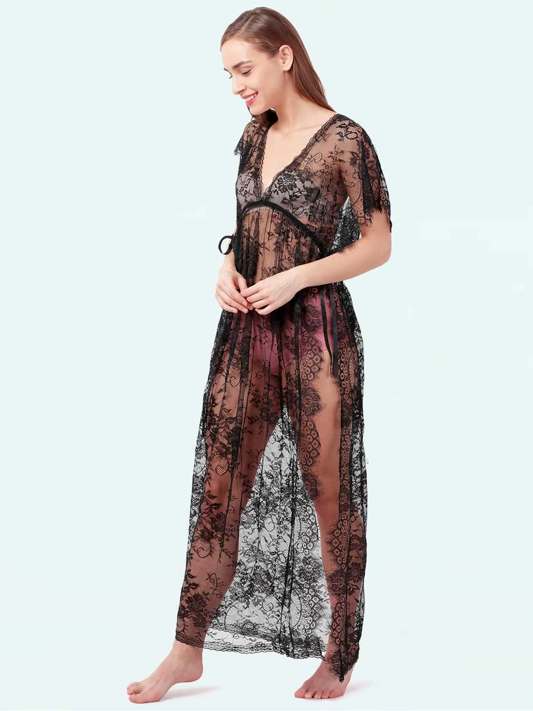 Shyle Black Lace Side Knot Sexy Babydoll 6 Shyle Black Lace Side Knot Sexy Babydoll - Image 4