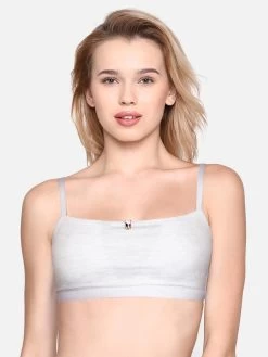 Shyle Grey Melange Beginners Bra With Spaghetti Straps