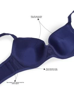 Susie Navy Blue Everyday Bra With Scalloped Lace Attached Cups -Shyaway sc018 navy 2