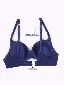Susie Navy Blue Everyday Bra With Scalloped Lace Attached Cups -Shyaway sc018 navy 3