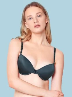 Susie LUSH Charcoal Blue Push Up Bra With Back Adjustable Strap