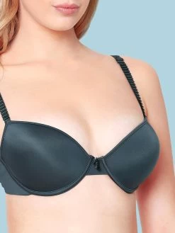 Susie LUSH Charcoal Blue Push Up Bra With Back Adjustable Strap -Shyaway sc058 charcoalblue 3