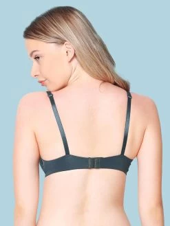 Susie LUSH Charcoal Blue Push Up Bra With Back Adjustable Strap -Shyaway sc058 charcoalblue 4