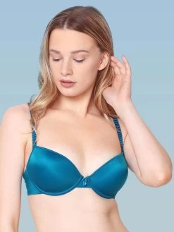 Susie LUSH Cerulean Blue Push Up Bra With Back Adjustable Strap