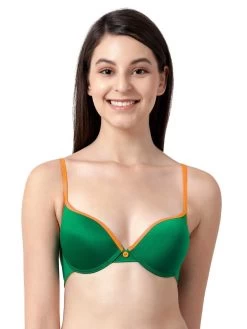 Susie CANDY Green Orange Push Up Bra With Plunging Neckline