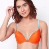 Susie CANDY Orange Blue Push Up Bra With Plunging Neckline