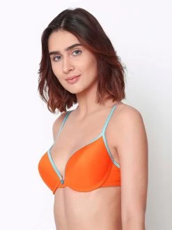 Susie CANDY Orange Blue Push Up Bra With Plunging Neckline -Shyaway sc073 orangeblue 03