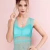SHYLE TURQUOISE FULL LACE SEXY TRANSAPARENT CAMISOLE