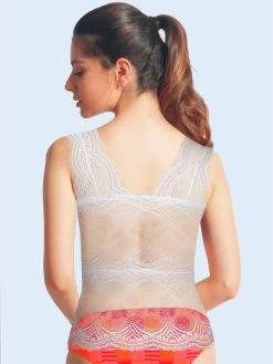 SHYLE WHITE PLUNGE FULL LACE SEXY CAMISOLE -Shyaway shn3311 white back1