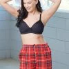 Shyaway Fiery Red Check Print Mid Thigh Shorts -Shyaway shorts 1