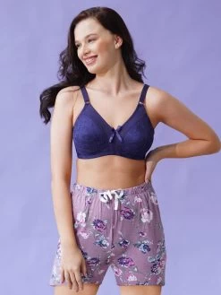 Shyaway Coral Blush FLoral Print Mid Thigh Shorts