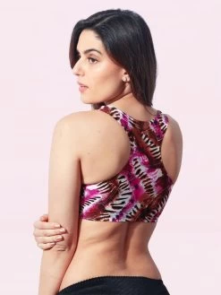 Shyaway Brown Pink Denim Print Sports Bra 9 Shyaway Brown Pink Denim Print Sports Bra -Shyaway shyaway brown pink denim print sports bra 4