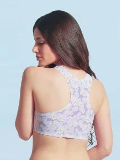 Shyaway White Lilac Laisy Daisy Print Sports Bra -Shyaway shyaway white lilac laisy daisy print sports bra 3