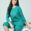 Shyaway Lapis Green 3/4 Sleeve Nightwear Capri Set