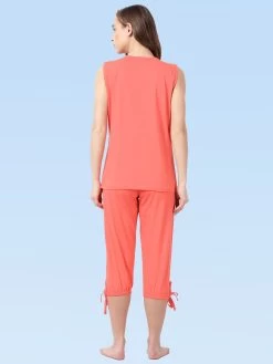 Shyaway Camellia Orange Solid Sleeveless Nightwear Capri Set 15 Shyaway Camellia Orange Solid Sleeveless Nightwear Capri Set -Shyaway shycp002 camellia 4
