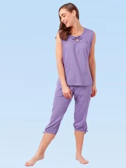 Shyaway Lilac Purple Solid Sleeveless Nightwear Capri Set -Shyaway shycp002 pastellilac 5
