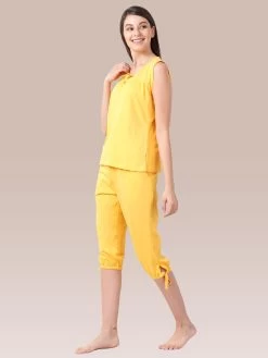 Shyaway Sunshine Yellow Solid Sleeveless Nightwear Capri Set 12 Shyaway Sunshine Yellow Solid Sleeveless Nightwear Capri Set -Shyaway shycp002 sunshine 3