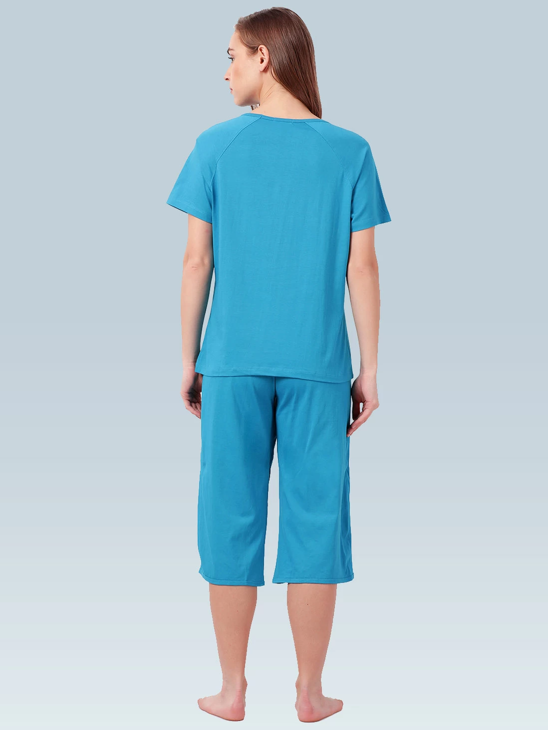 Shyaway Aquarius Blue Tulip Hem Nightwear Capri Set 6 Shyaway Aquarius Blue Tulip Hem Nightwear Capri Set - Image 4
