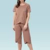 Shyaway Mahogany Brown Tulip Hem Nightwear Capri Set