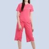 Shyaway Rose Pink Positive Vibe Half Sleeve Capri Set