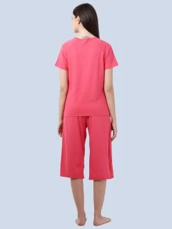 Shyaway Rose Pink Positive Vibe Half Sleeve Capri Set -Shyaway shycp003 rosesharon c