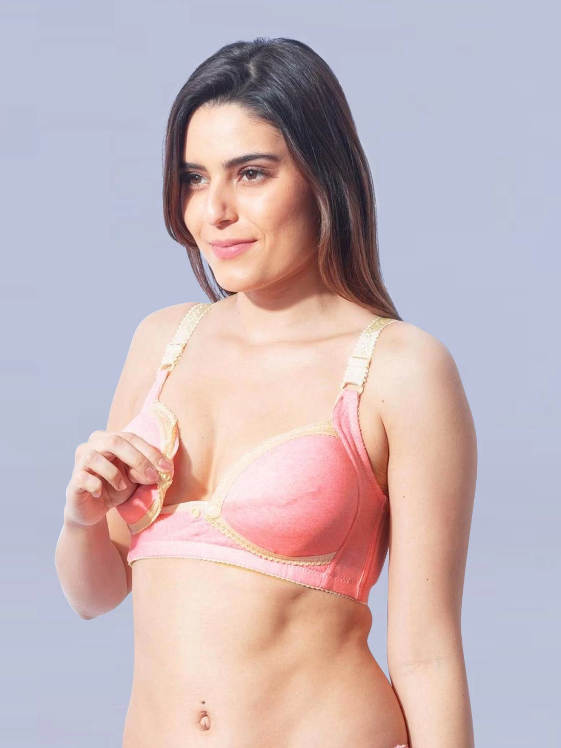 Shyle Coral Melange Nursing Bra With Jacquard Straps 5 Shyle Coral Melange Nursing Bra With Jacquard Straps - Image 3