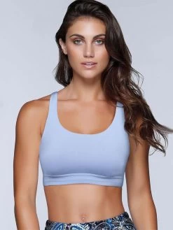 Shyle Powder Blue Strappy Cross Back Sports Bra