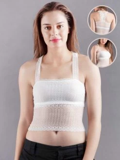 Shyle White Short Lace Women Camisole