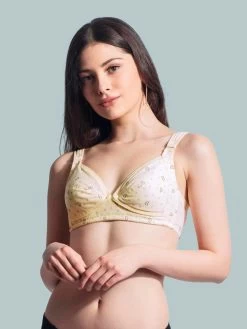 Shyle Yellow Printed Nursing Bra