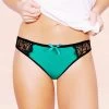 Shyle Aqua Green Black Lace Cotton Thong Panty 1 Shyle Aqua Green Black Lace Cotton Thong Panty -Shyaway shyle aqua green black lace cotton thong panty