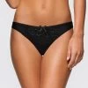 Shyle Black Lace Front Comfy Cotton Thong Panty -Shyaway shyle black lace front comfy cotton thong panty