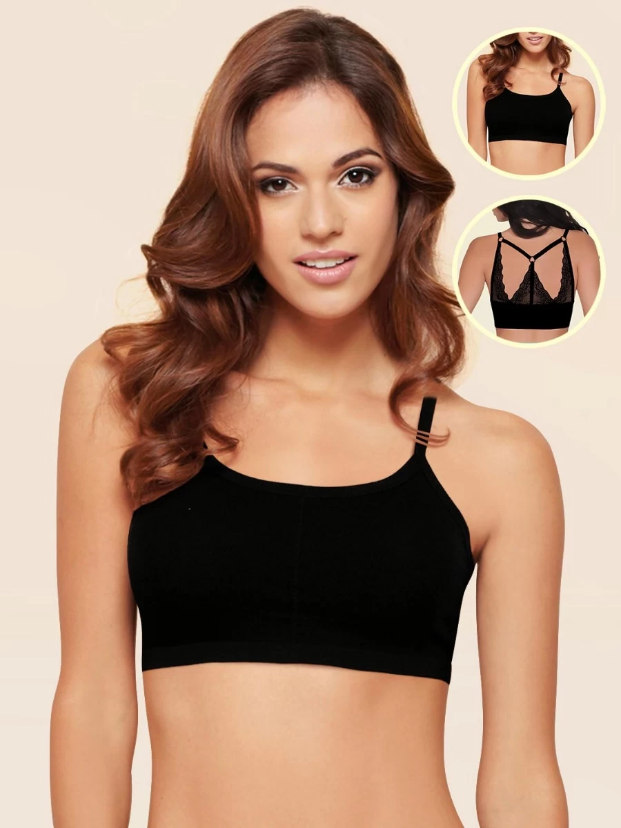 Shyle Black Lace Racerback Cami Bra 3 Shyle Black Lace Racerback Cami Bra