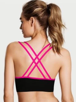 Shyle Black Magenta Straps Sports Bra -Shyaway shyle black magenta straps sports bras