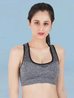 Shyle Black Mesh Neck RacerBack Sports Bra -Shyaway shyle black mesh neck racerback sports bra 2