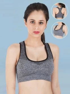 Shyle Black Mesh Neck RacerBack Sports Bra