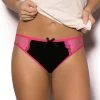 Shyle Black Pink Lace Cotton Thong Panty