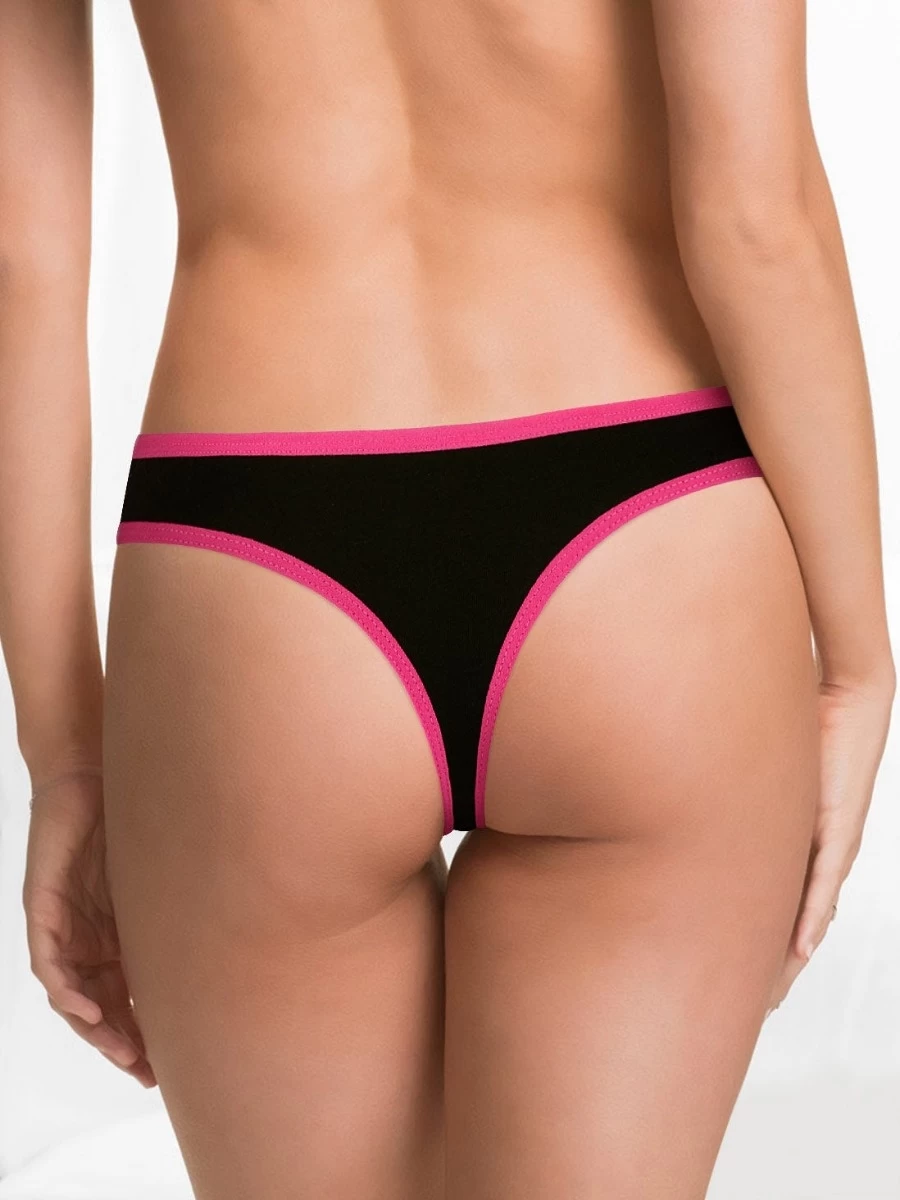 Shyle Black Pink Lace Cotton Thong Panty 4 Shyle Black Pink Lace Cotton Thong Panty - Image 2