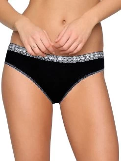 Shyle Black Printed Waist Band Thong Panty