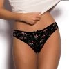 Shyle Black Tiny Floral Print Thong Panty -Shyaway shyle black tiny floral print thong panty