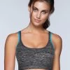 Shyle Blue Grey Horizontal Chaotic Print Sports Bra -Shyaway shyle blue grey horizontal chaotic print sports bra