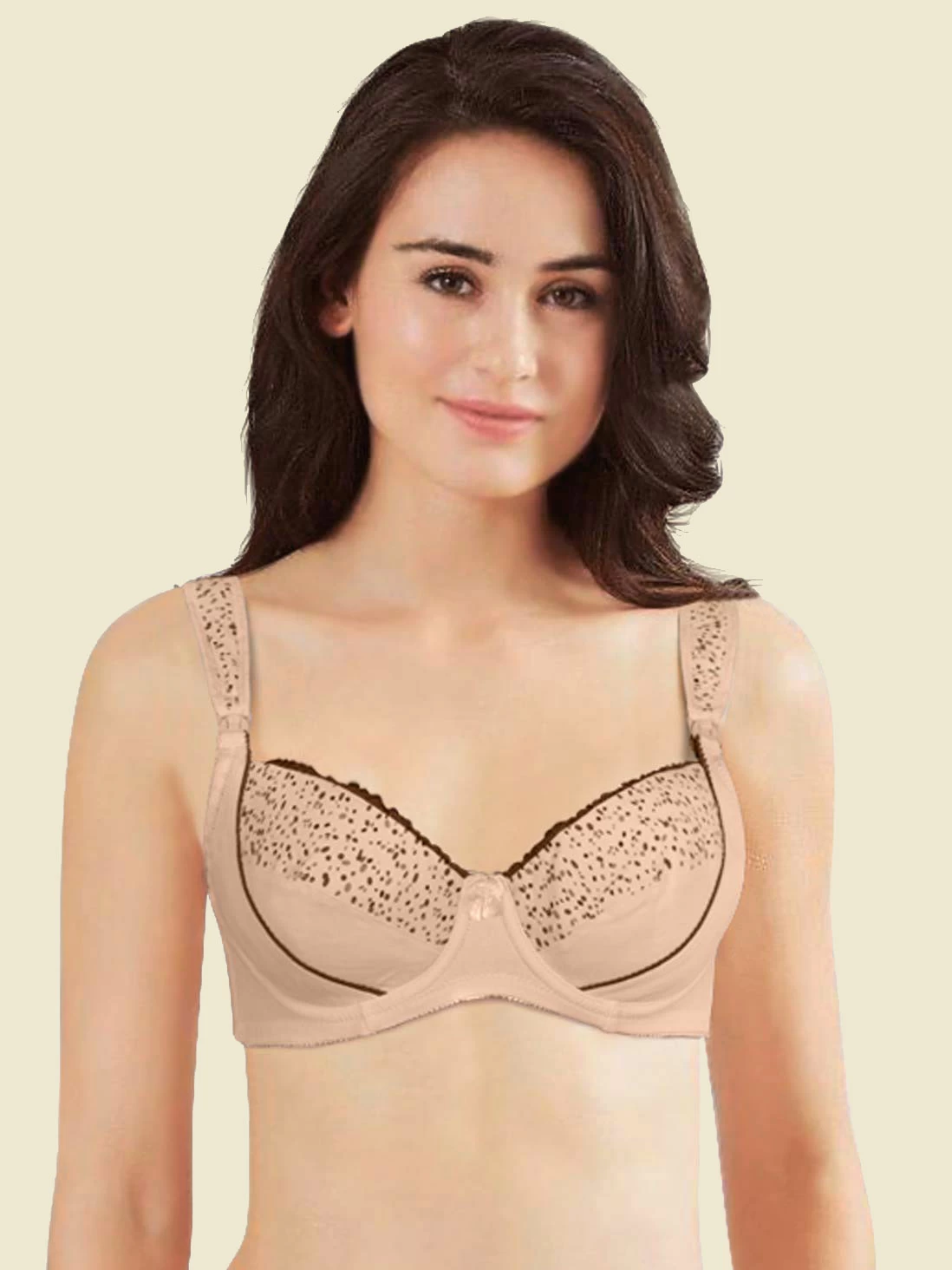 Shyle Cream Polka Printed Lightly Padded Nursing Bra 3 Shyle Cream Polka Printed Lightly Padded Nursing Bra