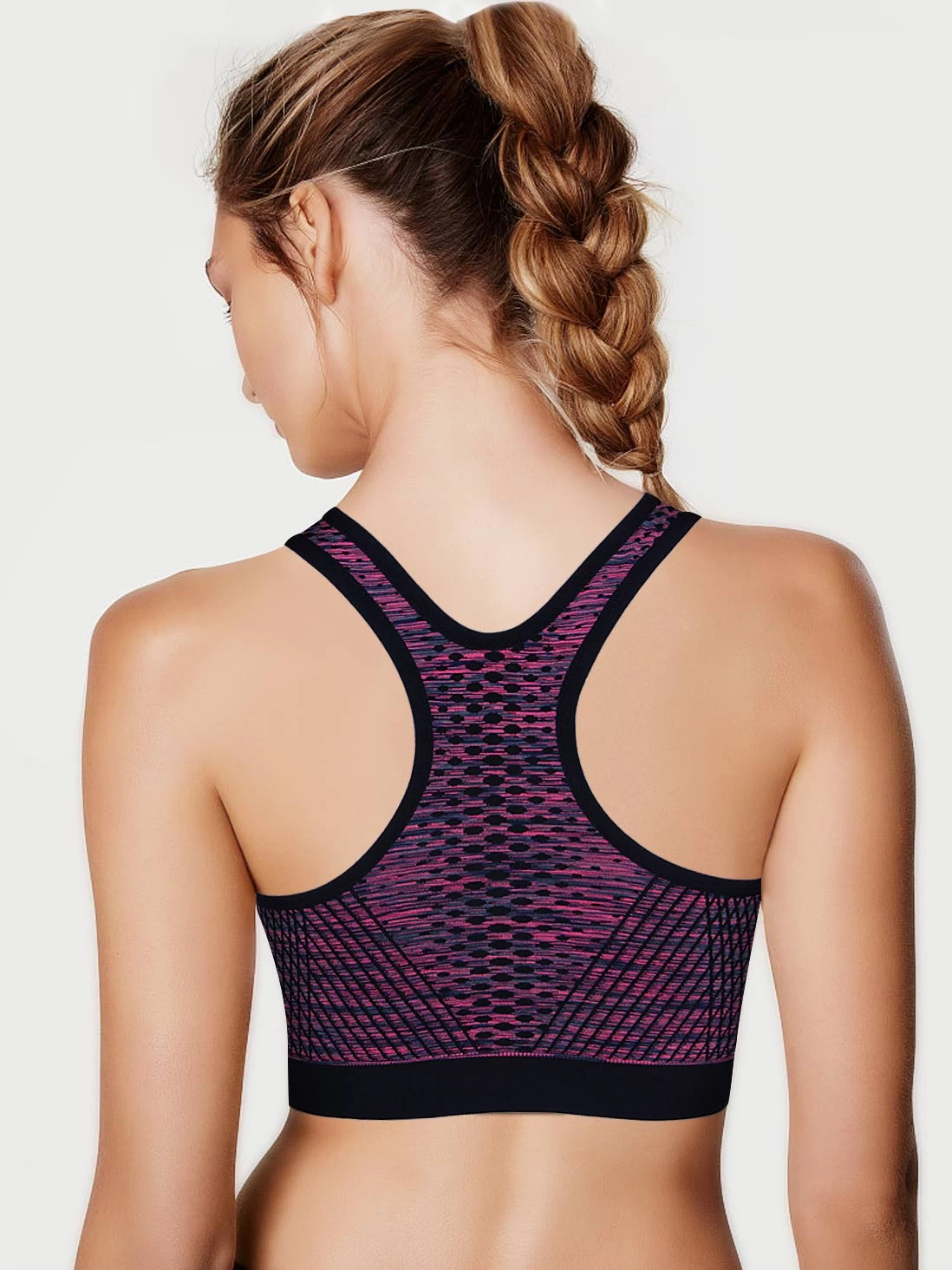 Shyle Dark Pink Front Zipper Racerback Sports Bra 5 Shyle Dark Pink Front Zipper Racerback Sports Bra - Image 3