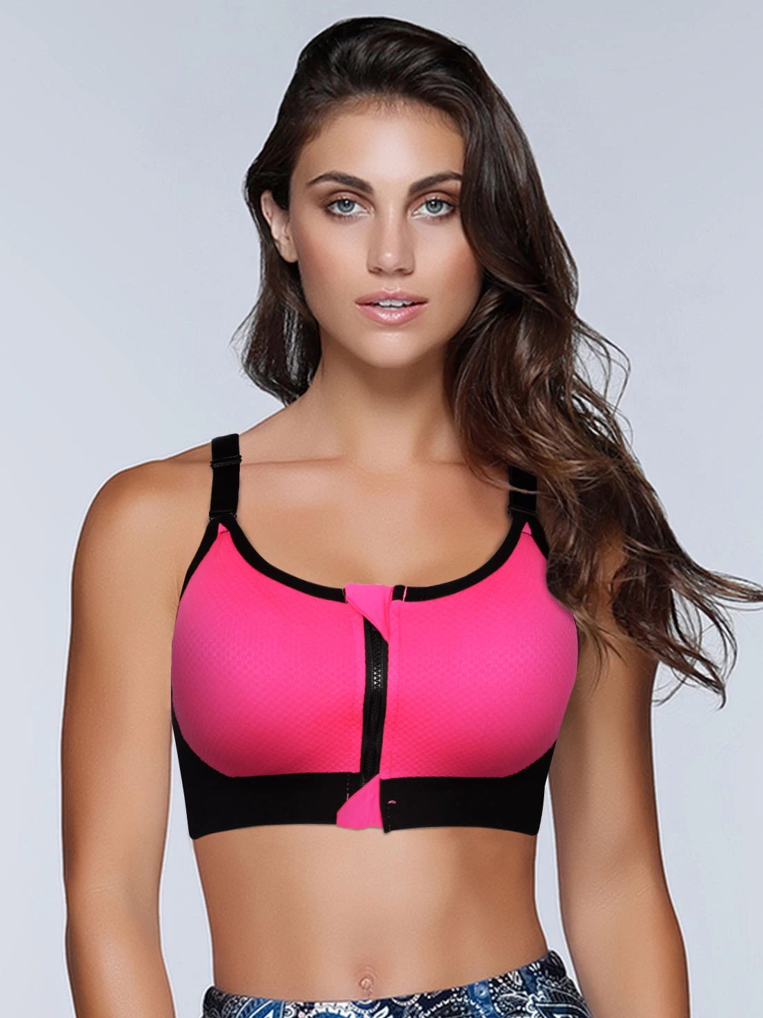 Shyle Dark Pink Zip Front Racerback Sports Bra 3 Shyle Dark Pink Zip Front Racerback Sports Bra