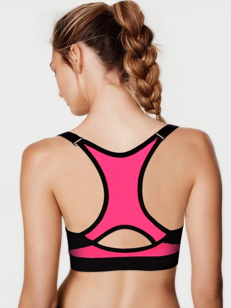 Shyle Dark Pink Zip Front Racerback Sports Bra 4 Shyle Dark Pink Zip Front Racerback Sports Bra - Image 2