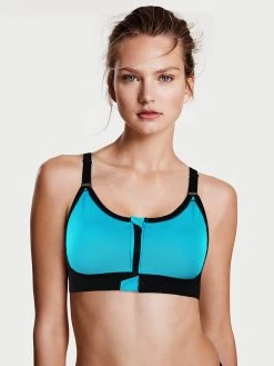 Shyle Deep Skyblue Zip Front Racerback Sports Bra 7 Shyle Deep Skyblue Zip Front Racerback Sports Bra -Shyaway shyle deep skyblue zip front racerback sports bra