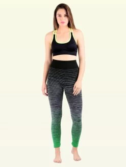 Shyle Double Shade Black Green Stripes Sports Pant