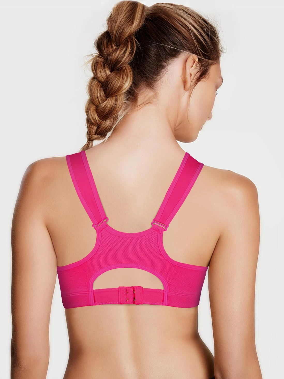 Shyle Fuschia Pink Locking Front Zipper Racerback Sports Bra 4 Shyle Fuschia Pink Locking Front Zipper Racerback Sports Bra - Image 2