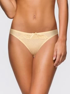 Shyle Ivory Lace Front Comfy Cotton Thong Panty