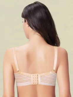 Shyle Light Orange Striped Laced Neckline Nursing Bra -Shyaway shyle light orange striped laced neckline nursing bra 1